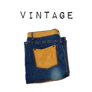 ☀️ 3/$25 Vintage Y2K denim & faux leather skirt